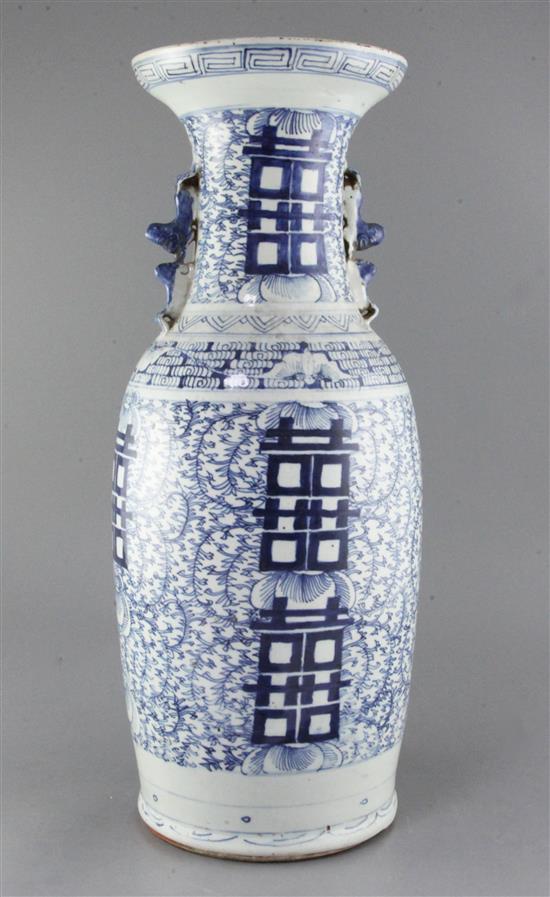 A large Chinese blue and white vase, 19th century, height 57.5cm